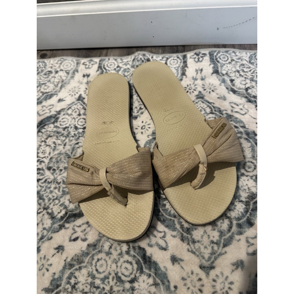 Havaianas You Shine Flip Flops 9/10 Beige Sparkles